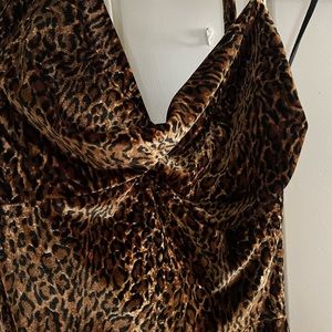 Stop staring Velvet leopard halter dress XL